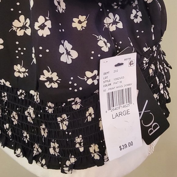 BCX blouse size L 3/4 sleeve black and white color - Picture 5 of 8